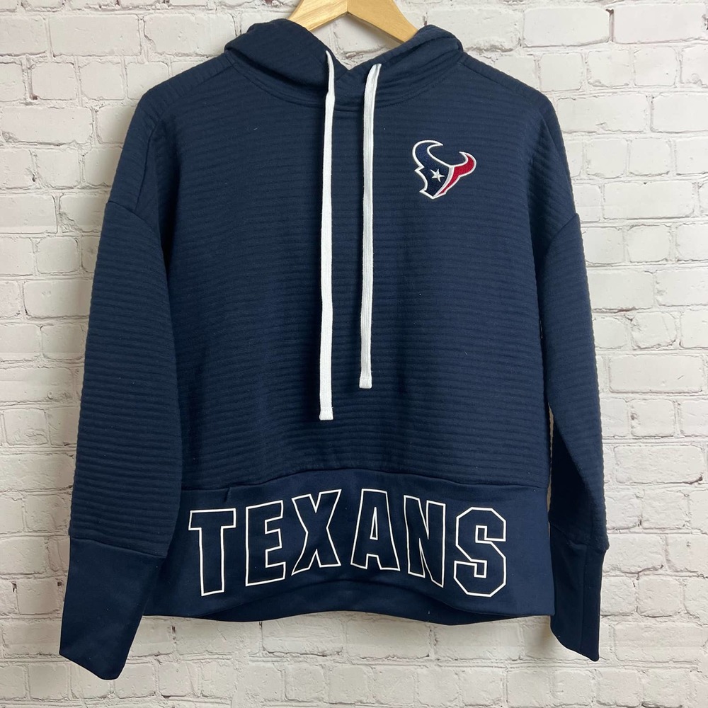 Texans NFL Teens Apparel Cropped Navy Blue Hoodie Medium 7/9